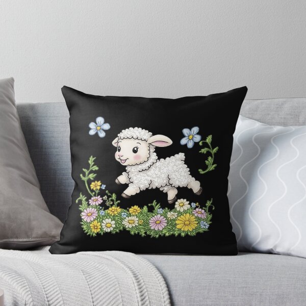 Item preview, Playful Lamb Among Flowers designed and sold by sreabby.
