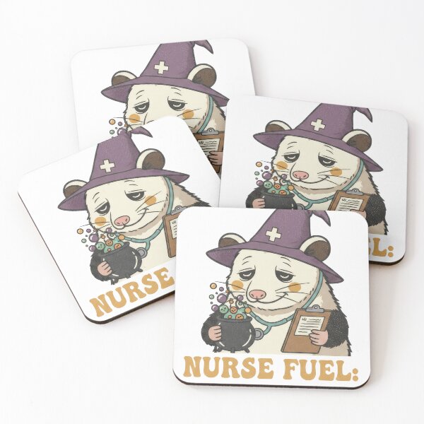 Item preview, Tired Opossum Witch Nurse Fuel Coffee And Spells designed and sold by InkRebelprint.
