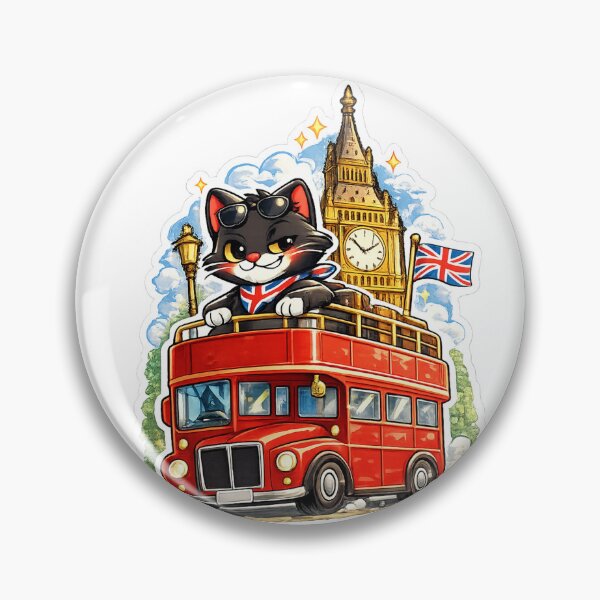 Item preview, Cheeky Black Cat on the Red Bus designed and sold by Cat-loveparttime.
