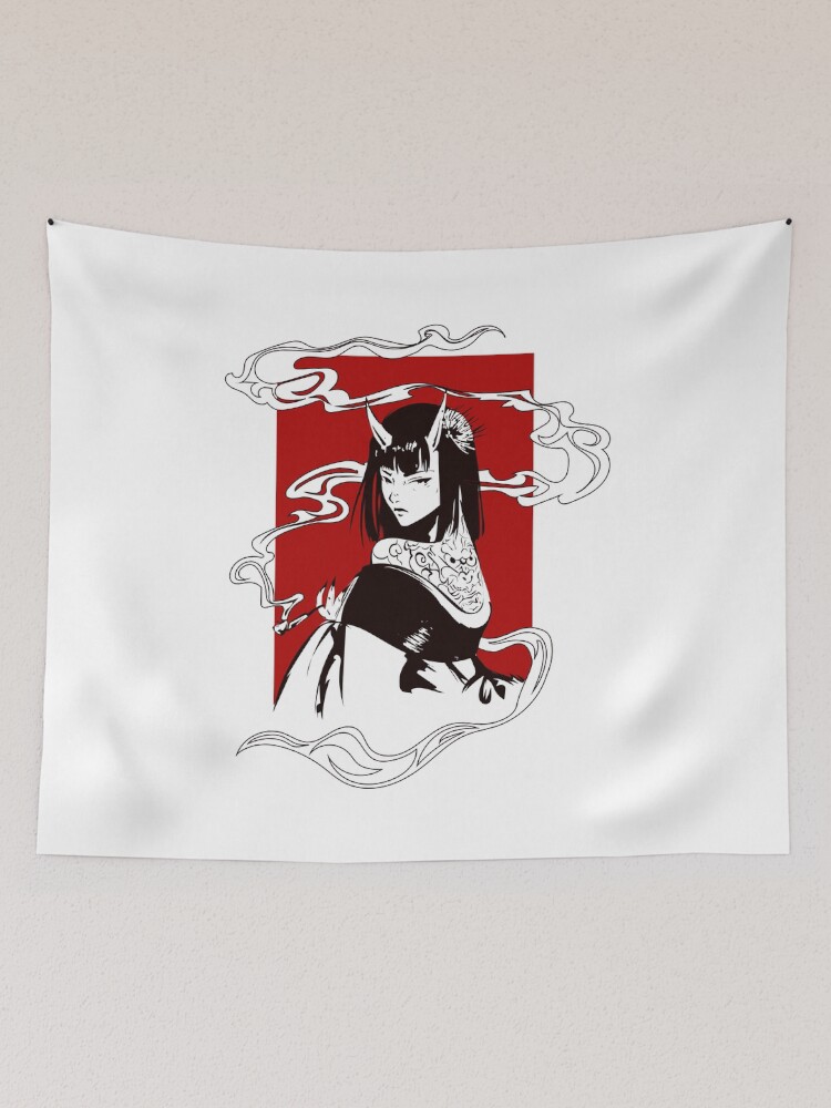 Thumbnail 2 of 3, Tapestry, Smoking Devil designed and sold by RedGraph.