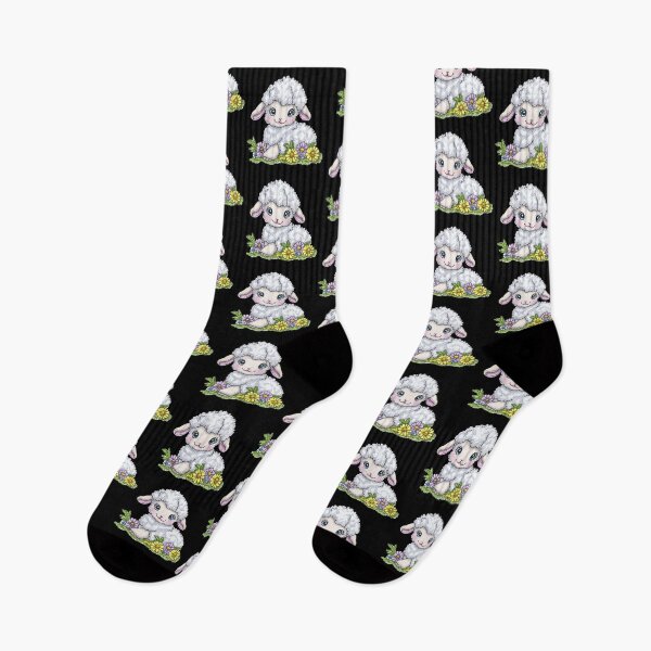 Item preview, Adorable Cartoon Lamb in Flowers designed and sold by sreabby.