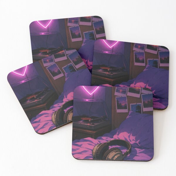 Item preview, Lofi Bedroom: Midnight Vinyl Bed designed and sold by bapupa.