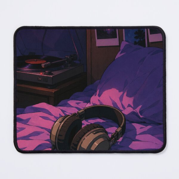 Item preview, Lofi Bedroom: Midnight Vinyl Bed designed and sold by bapupa.
