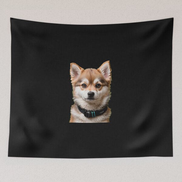 Item preview, Cute Fluffy Dog Portrait Collar Black Background designed and sold by votoygmwd.
