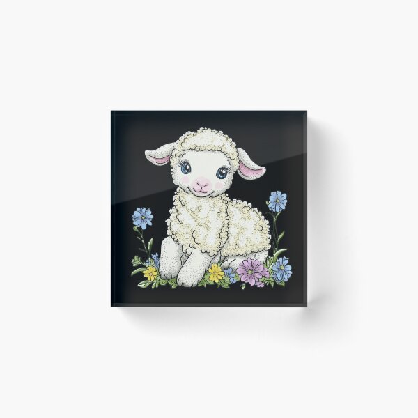 Item preview, Cute Lamb with Colorful Flowers designed and sold by sreabby.