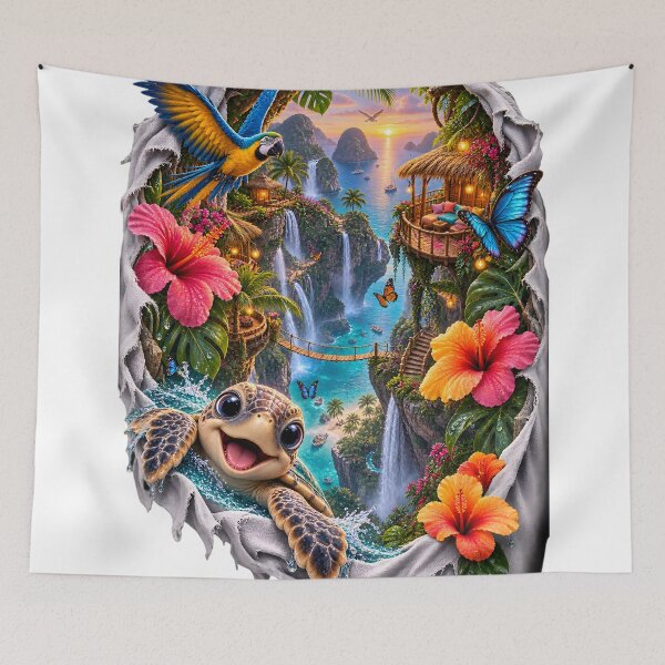 Item preview, 3D Tropical Paradise Sea Turtle designed and sold by AI-Only Creations.