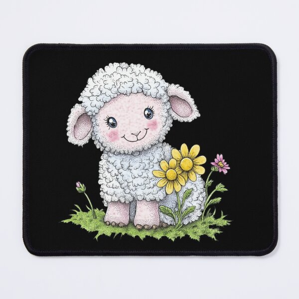 Item preview, Cute Lamb with Flowers designed and sold by sreabby.