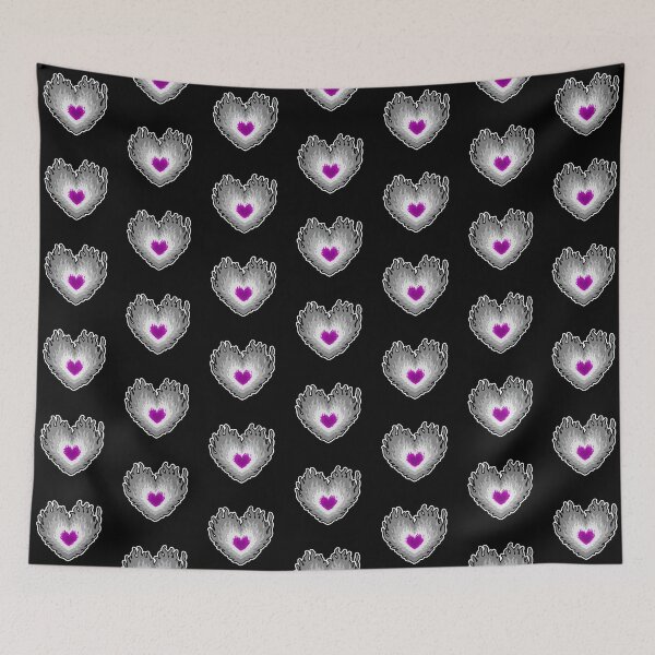 Item preview, Layered Asexual Flag Colors Burning Hearts designed and sold by CamilasPrints.