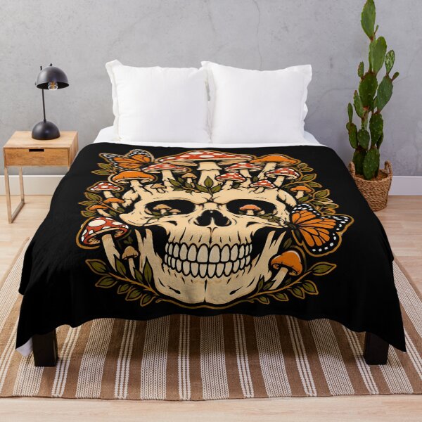 Item preview, Skull with Colorful Mushrooms and Butterflies Design Halloween designed and sold by rafaeltto.