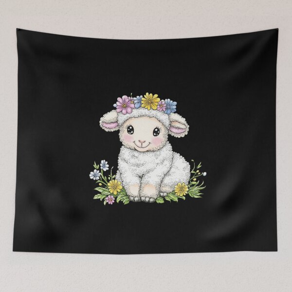 Item preview, Cute Lamb with Flower Crown designed and sold by sreabby.