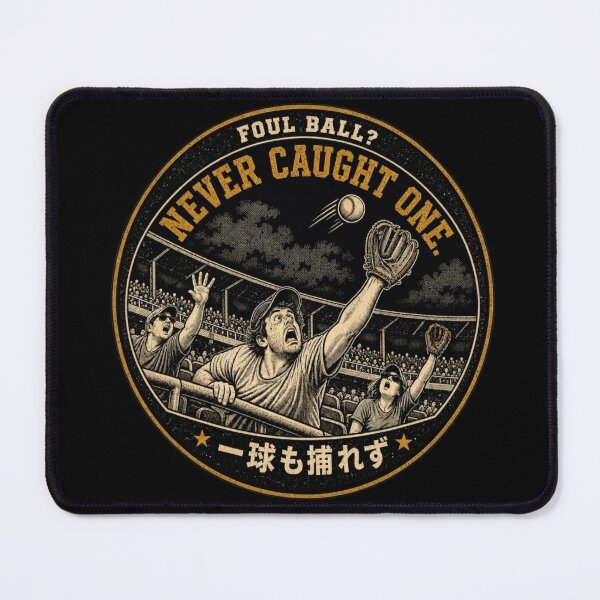 Item preview, Foul Ball Never Caught One 一球も捕れず – Funny Baseball Fan Vintage Badge Design designed and sold by Locker39.