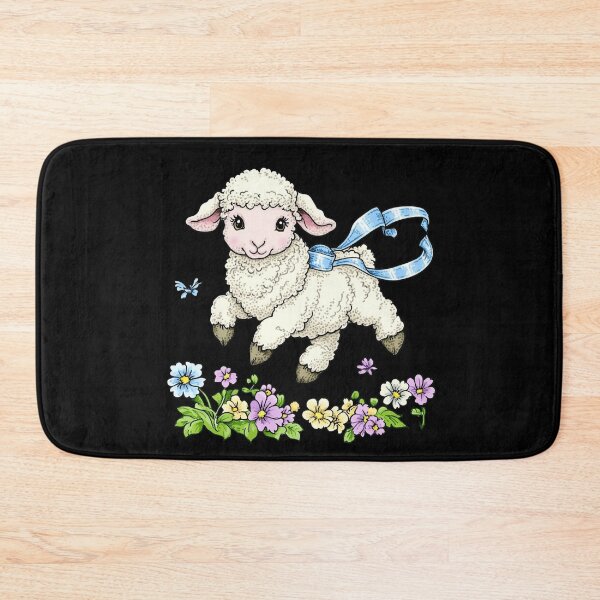 Item preview, Playful Lamb with Blue Ribbon designed and sold by sreabby.