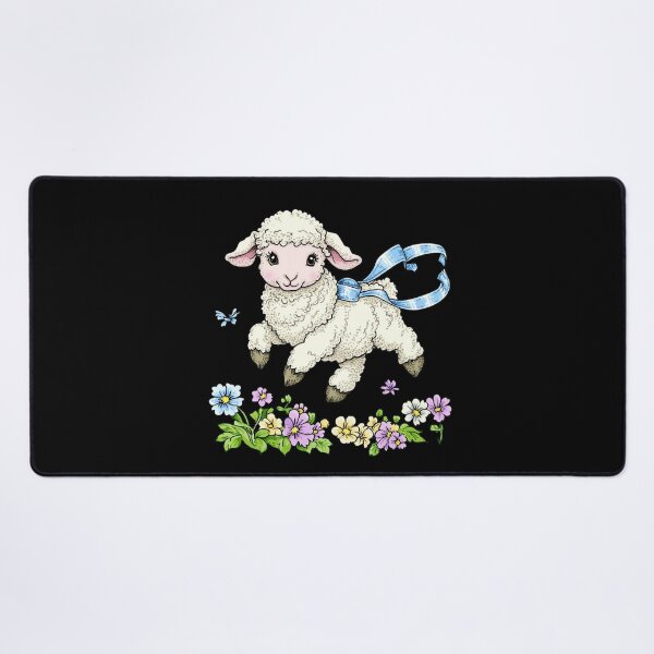 Item preview, Playful Lamb with Blue Ribbon designed and sold by sreabby.