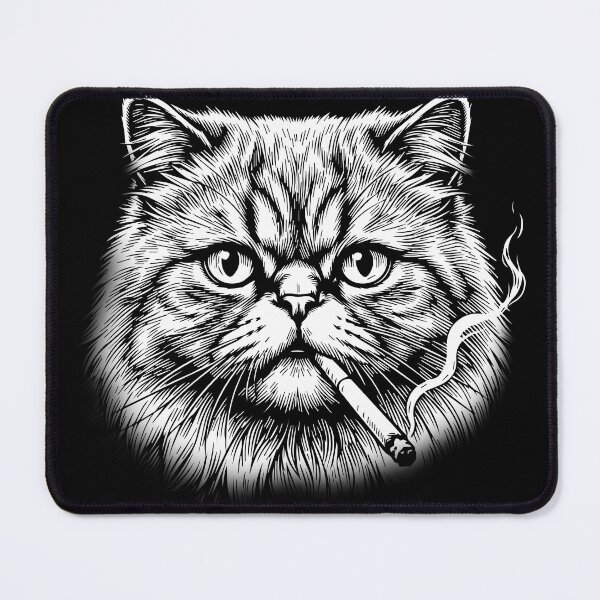 Item preview, Cool Persian Cat Smoking Cigarette Vintage Engraving designed and sold by BrownHorse90s.