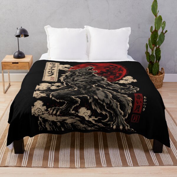 Item preview, Majestic howling wolf under a blood moon designed and sold by rafaeltto.
