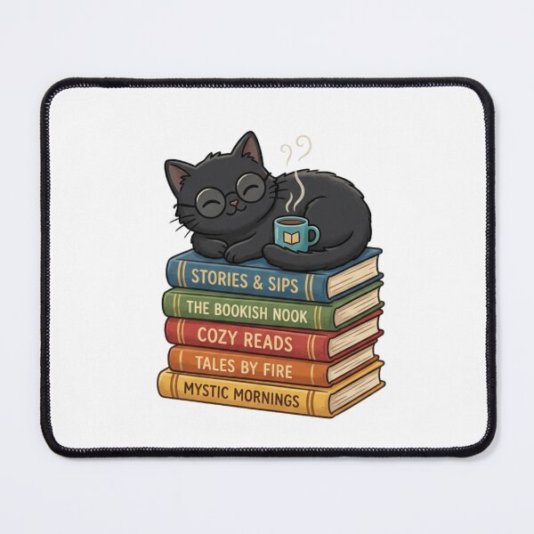 Item preview, Bookish Black Cat & Coffee T-Shirt, Cute Reader & Library Lovers Graphic Tee designed and sold by KreatoLab.