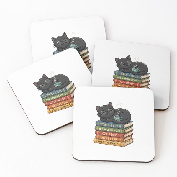 Item preview, Bookish Black Cat & Coffee T-Shirt, Cute Reader & Library Lovers Graphic Tee designed and sold by KreatoLab.