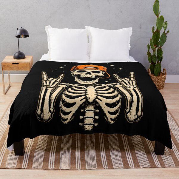 Item preview, Cool skeleton with a cap making rock hand gesture halloween designed and sold by rafaeltto.