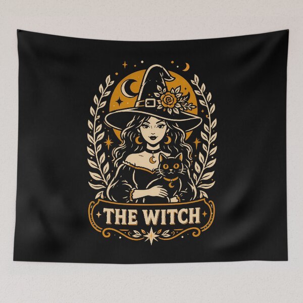 Item preview, Enchanting witch with cat design for mystical vibes halloween designed and sold by rafaeltto.