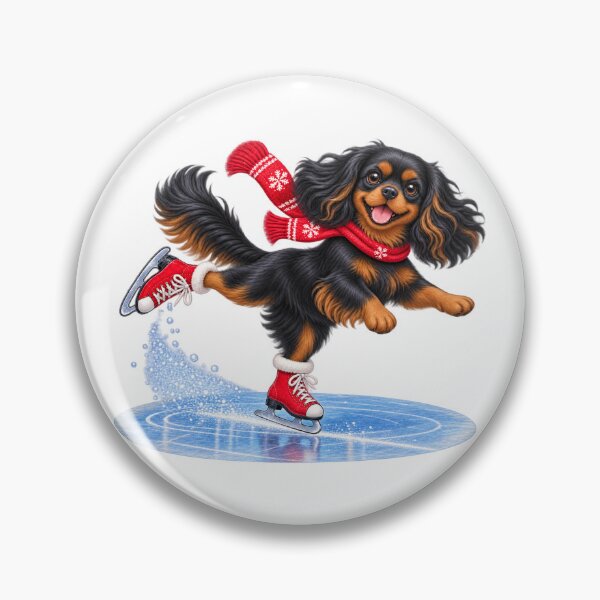 Item preview, Black and Tan Cavalier Ice Skating designed and sold by SpottyRainbow.