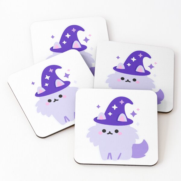 Item preview, Cute kawaii design featuring a fluffy Maine Coon dog wearing a wizard hat, adorned with sparkling glitter. Sweet pastel colors, clear outlines, and a transparent background. designed and sold by KanDa-Shop.