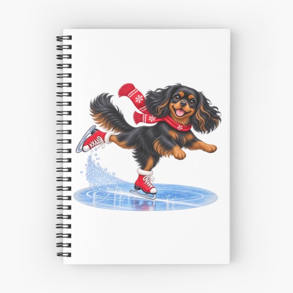 Item preview, Black and Tan Cavalier Ice Skating designed and sold by SpottyRainbow.