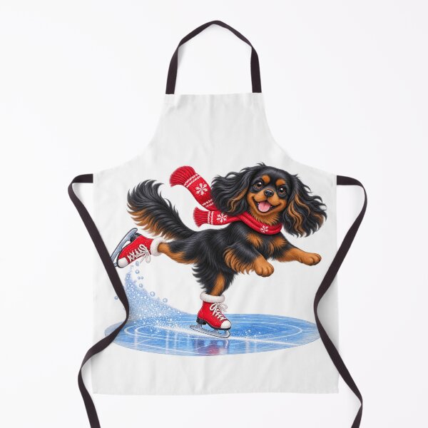 Item preview, Black and Tan Cavalier Ice Skating designed and sold by SpottyRainbow.