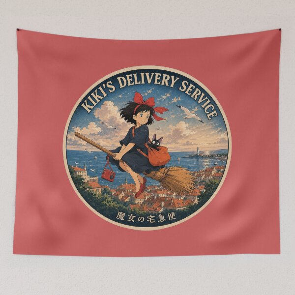 Item preview, Classic illustration of Kiki's Delivery Service in flight designed and sold by killem667.