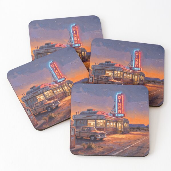 Item preview, Route 66 Neon Diner at Desert Dusk designed and sold by RedPeaStudio.