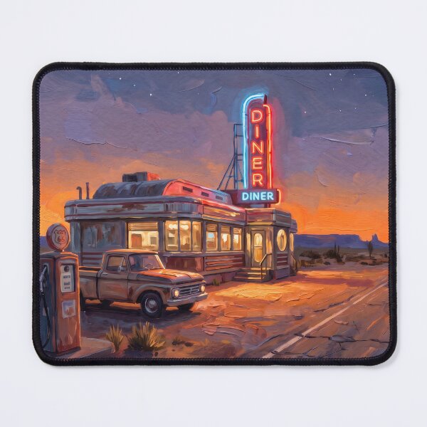 Item preview, Route 66 Neon Diner at Desert Dusk designed and sold by RedPeaStudio.
