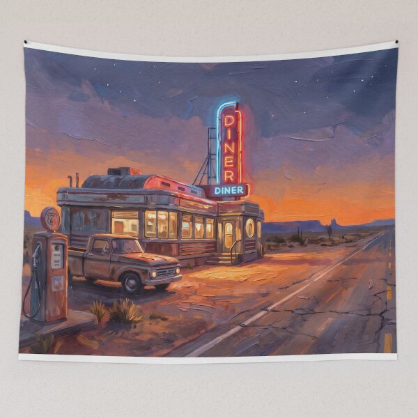 Item preview, Route 66 Neon Diner at Desert Dusk designed and sold by RedPeaStudio.