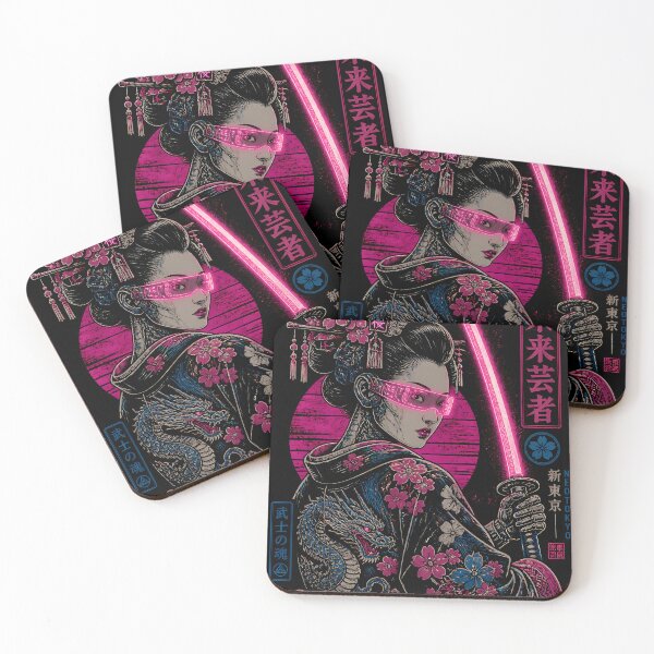 Item preview, Cyberpunk Japanese Ninja Geisha Katana Samurai Neon Ukiyo-e Tokyo Girl designed and sold by GrinGalore.