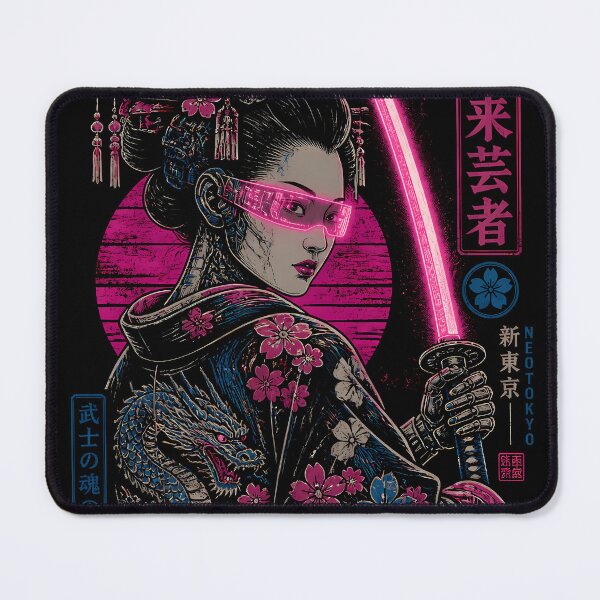 Item preview, Cyberpunk Japanese Ninja Geisha Katana Samurai Neon Ukiyo-e Tokyo Girl designed and sold by GrinGalore.