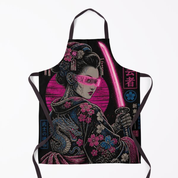 Item preview, Cyberpunk Japanese Ninja Geisha Katana Samurai Neon Ukiyo-e Tokyo Girl designed and sold by GrinGalore.