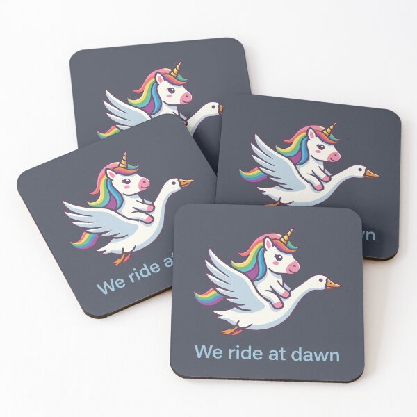 Item preview, We Ride At Dawn Cute Unicorn Riding Goose Meme designed and sold by chriswo-design.