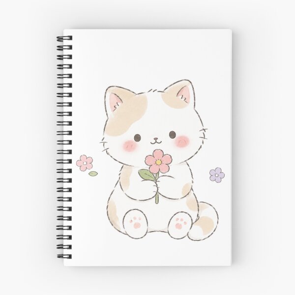 Item preview, Sweet Watercolor Cat With Pink Flowers designed and sold by Partoon-dp.
