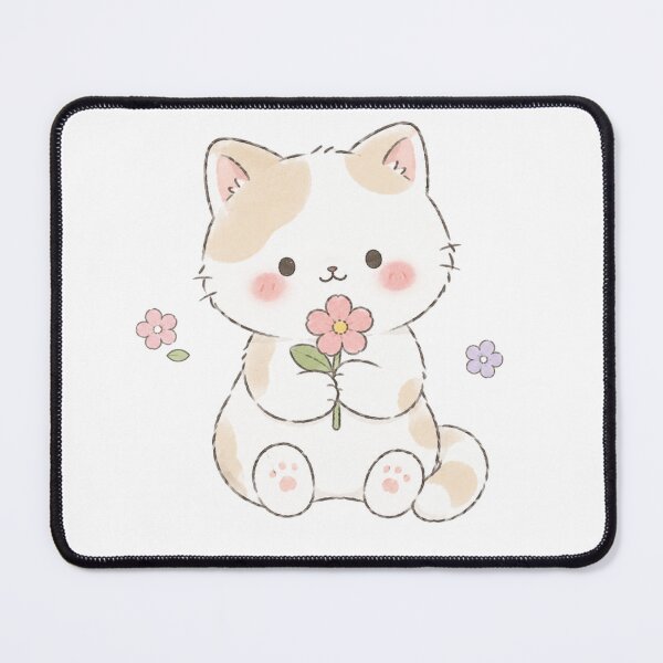 Item preview, Sweet Watercolor Cat With Pink Flowers designed and sold by Partoon-dp.