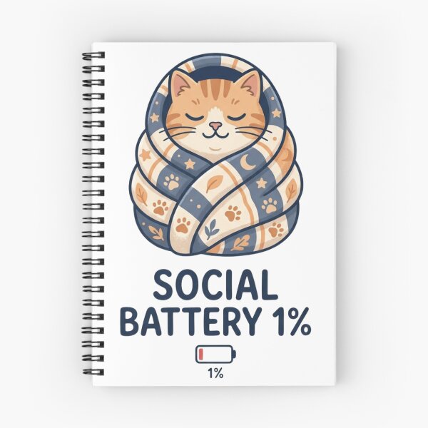 Item preview, Social Battery 1% Cat Burrito T-Shirt, Funny Introvert & Relatable Mood Tee designed and sold by KreatoLab.