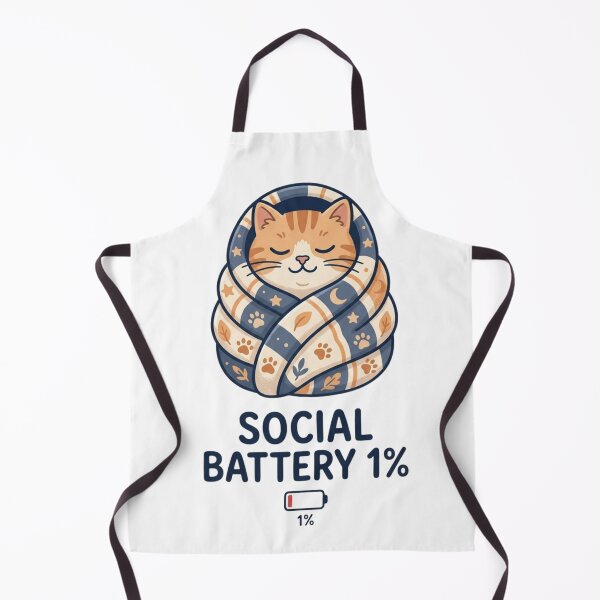 Item preview, Social Battery 1% Cat Burrito T-Shirt, Funny Introvert & Relatable Mood Tee designed and sold by KreatoLab.