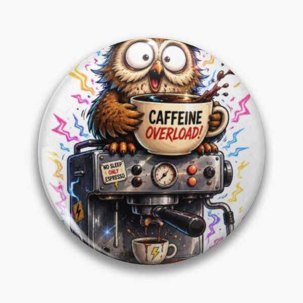 Item preview, Caffeine Overload Funny Coffee Owl Espresso Illustration designed and sold by @VIRAT DESIGNER@.