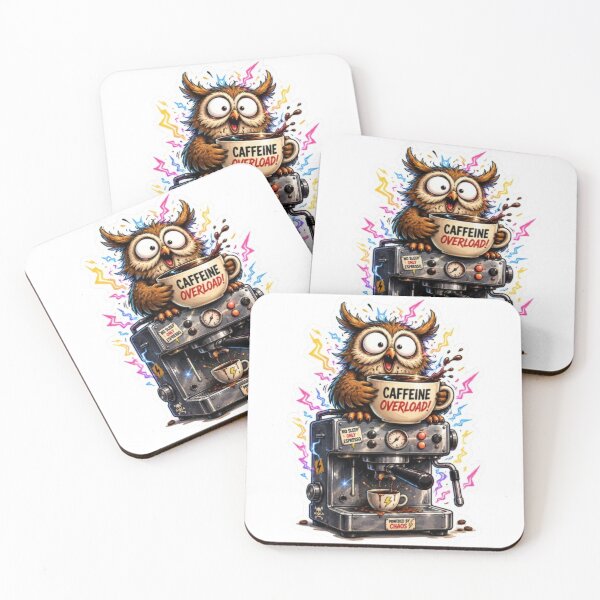 Item preview, Caffeine Overload Funny Coffee Owl Espresso Illustration designed and sold by @VIRAT DESIGNER@.