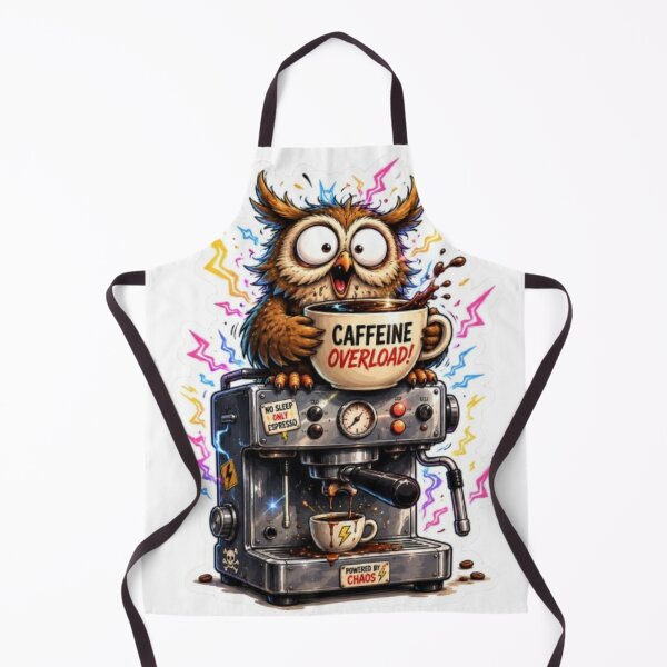 Item preview, Caffeine Overload Funny Coffee Owl Espresso Illustration designed and sold by @VIRAT DESIGNER@.