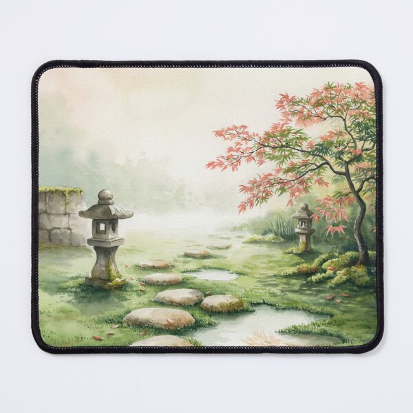 Item preview, Moss Garden After Rain – Serene Japandi Japanese Zen Garden Wall Art designed and sold by Tamas Das.