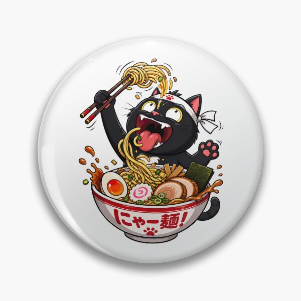 Item preview, Ramen Noodle Cat, Funny Black Ramen Cat designed and sold by graphic-genie.