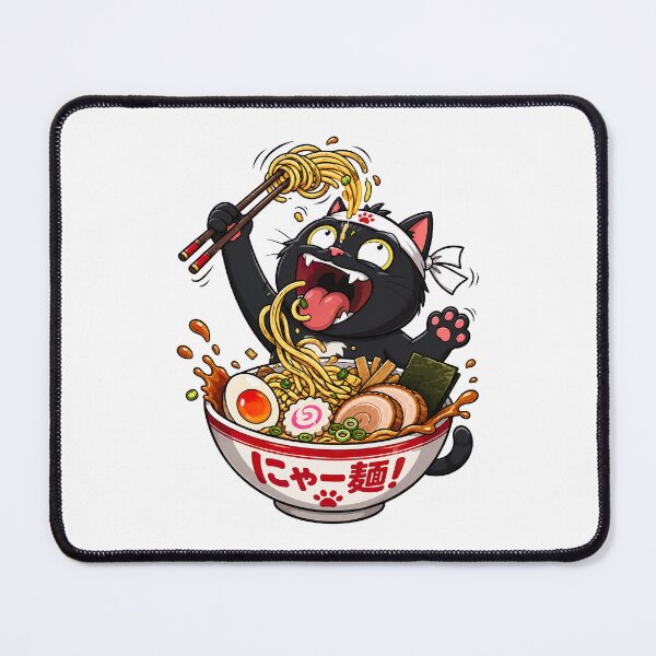 Item preview, Ramen Noodle Cat, Funny Black Ramen Cat designed and sold by graphic-genie.