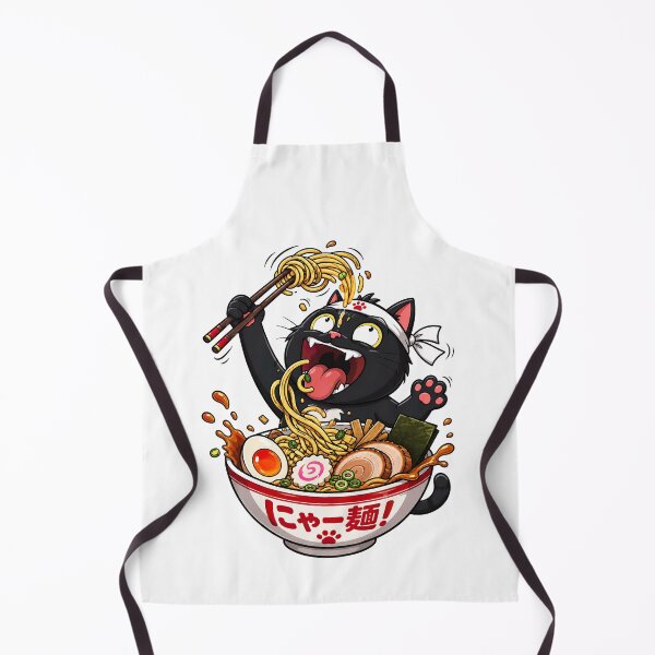 Item preview, Ramen Noodle Cat, Funny Black Ramen Cat designed and sold by graphic-genie.