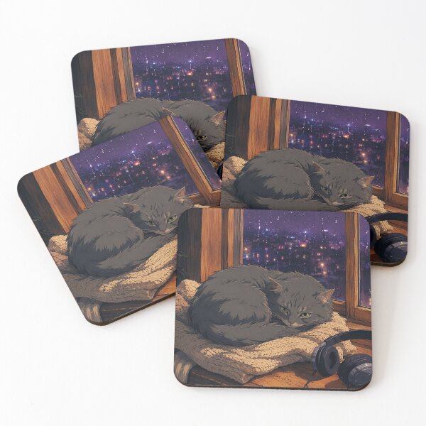 Item preview, Lofi Cat: Rainy Sill Slumber designed and sold by bapupa.
