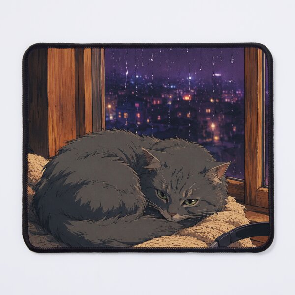 Item preview, Lofi Cat: Rainy Sill Slumber designed and sold by bapupa.