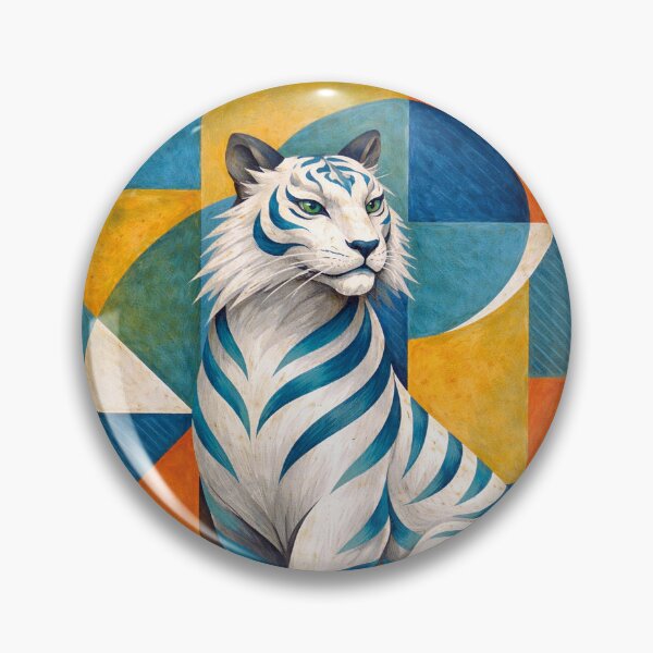 Item preview, White Tiger Wild Spirit - a cubist Painting designed and sold by GalleryKauffeld.
