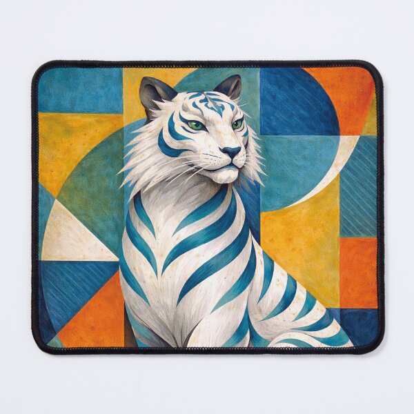 Item preview, White Tiger Wild Spirit - a cubist Painting designed and sold by GalleryKauffeld.